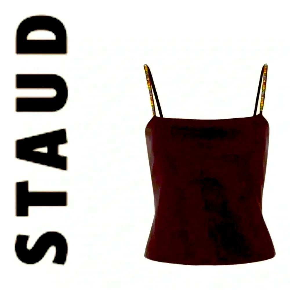 STAUD tank top with rhinestone straps- size S